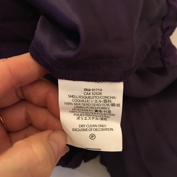 Armani Exchange Asymmetrical Silk Plum Tulip Dress - Picture 5 of 5